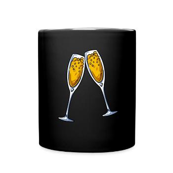 Neujahr Sektgläser Sekt - Tasse einfarbig - Schwarz - Vorne