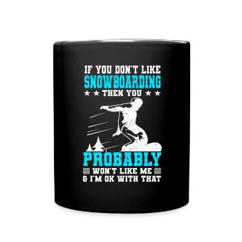 Mountain Snowboarding Winter Sports Snowboarder - Full Colour Mug - black - Front