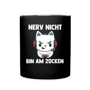 Nerv Nicht Bin Am Zocken Katze - Computer Spiele - Tasse einfarbig - Schwarz - Vorne