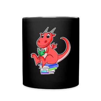 Bücher Drache Drachen - Tasse einfarbig - Schwarz - Vorne