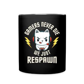Gamers Never Die - Gamer Katze - Computer Gaming - Tasse einfarbig - Schwarz - Vorne