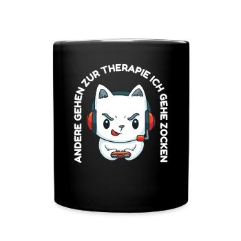 Kawaii Anime Gaming Katze- Videospiele Gaming - Tasse einfarbig - Schwarz - Vorne