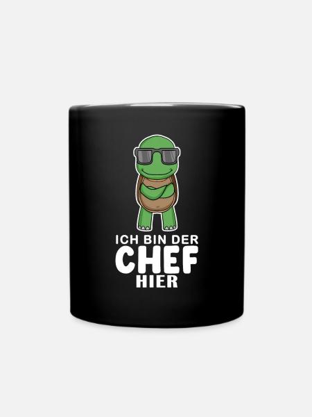 Cool Schildkröte Chef - Tasse einfarbig - Schwarz