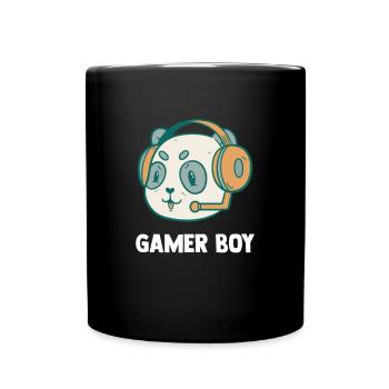 Zocken Jungen Pandabär - Computer Spiele - Tasse einfarbig - Schwarz - Vorne