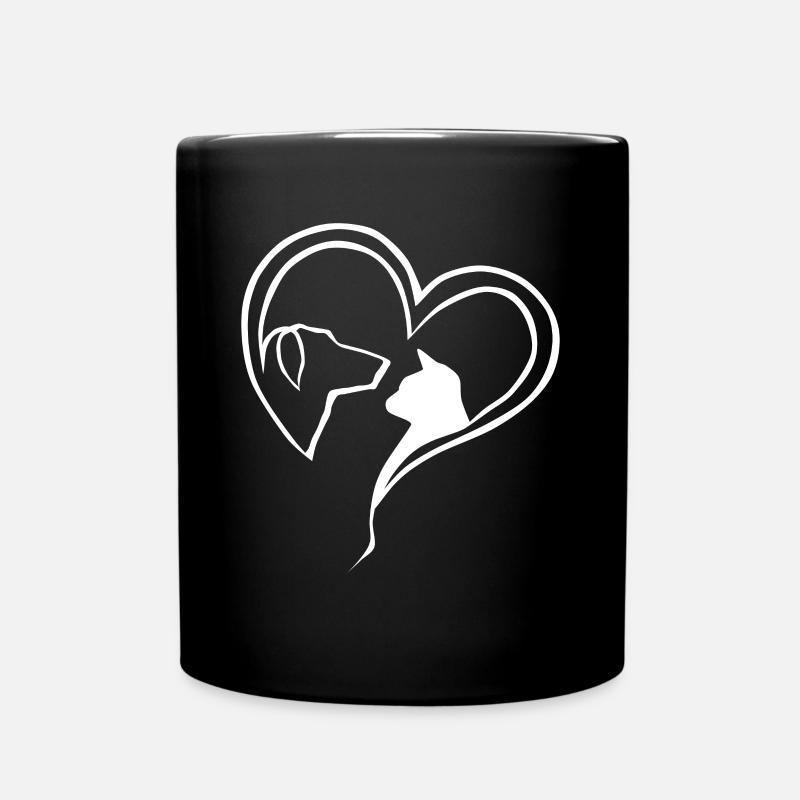 Tier Liebe Hund Katze Herz Geschenk - Tasse einfarbig - Schwarz