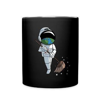 Astronaut sweeps stardust - Full Colour Mug - black - Front