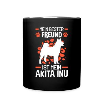 Akita Inu ist mein bester Freund Akita Inu - Tasse einfarbig - Schwarz - Vorne