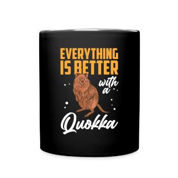 Quokka alles besser mit Beuteltier Quokka - Tasse einfarbig - Schwarz - Vorne