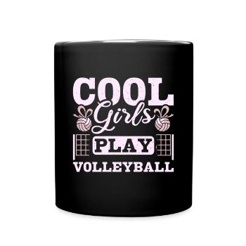 Cool girls play volleyball - Tasse einfarbig - Schwarz - Vorne