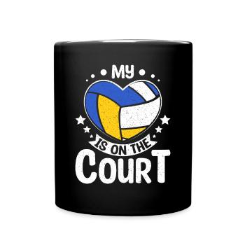 My Heart is on the volleyball court - Full Colour Mug - black - Front