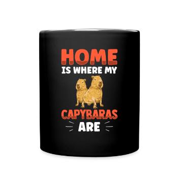 Zuhause ist wo mein Capybara ist Capybaras - Tasse einfarbig - Schwarz - Vorne