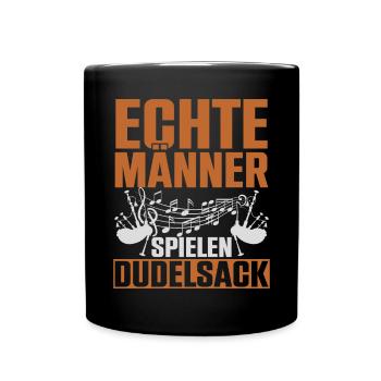 Echte Männer Spielen Dudelsack Instrument - Tasse einfarbig - Schwarz - Vorne