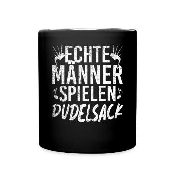 Echte Männer Spielen Dudelsack Instrument - Tasse einfarbig - Schwarz - Vorne
