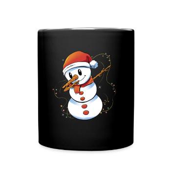 Dabbing Schneeman with cap Santa Elf Christmas - Full Colour Mug - black - Front