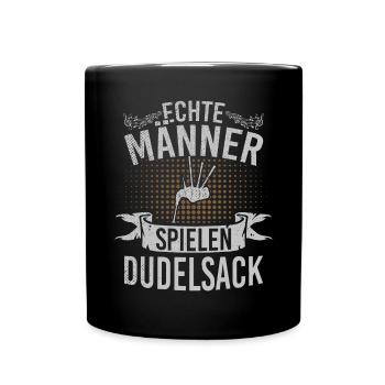 Echte Männer Spielen Dudelsack Instrument - Tasse einfarbig - Schwarz - Vorne