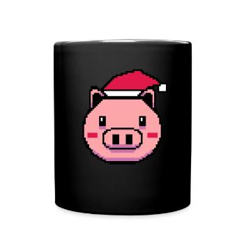 Pig pixelated Christmas - Funny pig - Full Colour Mug - black - Front
