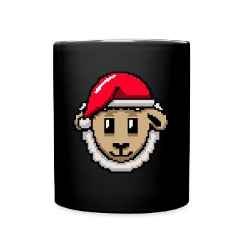 Schaf verpixelt Weihnachten - Lustige Schafe - Tasse einfarbig - Schwarz - Vorne