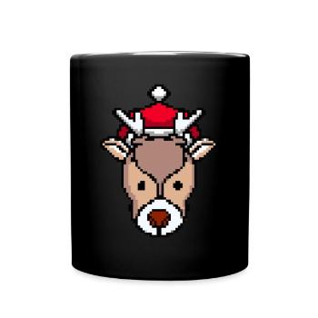 Cerf pixelisé Noël - Drôle de cerf - Mug uni - noir - Devant