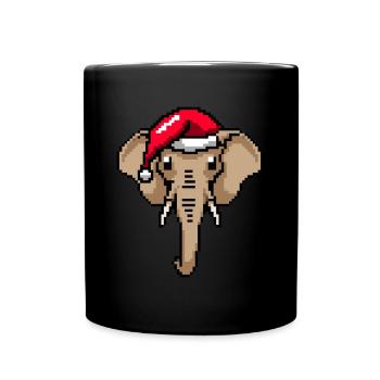 Elefant verpixelt Weihnachten - Lustige Elefanten - Tasse einfarbig - Schwarz - Vorne