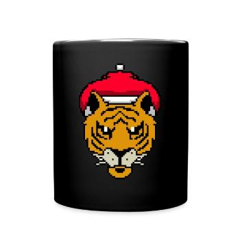 Tiger Pixelated Christmas - Lustige Tiger Xmas - Tasse einfarbig - Schwarz - Vorne