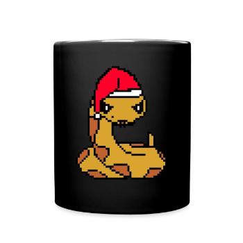 Snake Pixelated Christmas - Funny Snake - Full Colour Mug - black - Front