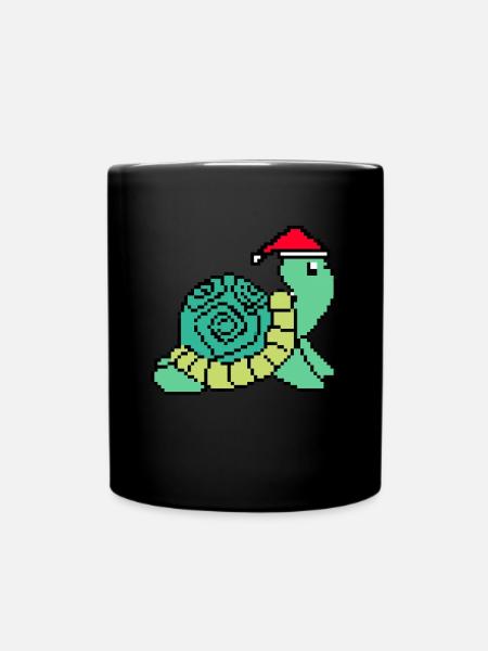 Verpixelte Schildkröte Weihnachten - Lustige - Tasse einfarbig - Schwarz