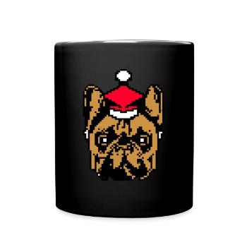 Français Bulldog Pixélisé Noël - - Mug uni - noir - Devant