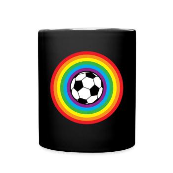 Regenbogen Fußball - Tasse einfarbig - Schwarz - Vorne