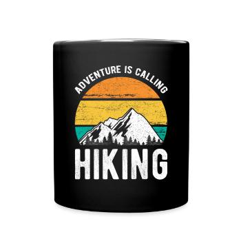 Adventure is Calling Hiking - Tasse einfarbig - Schwarz - Vorne