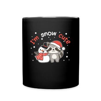 Raccoon I'm snow cute snowman snow pun - Full Colour Mug - black - Front
