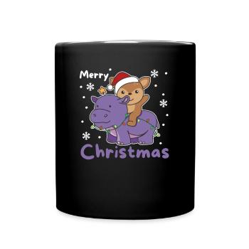Noël Hippopotames Cerf Joyeux Noël Cerf-hippopotame - Mug uni - noir - Devant