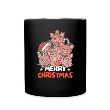 Cochon Arbre de Noël Joyeux Noël - Mug uni - noir - Devant