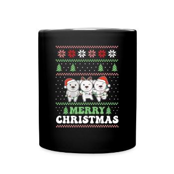 Merry Christmas retro ugly christmas polar bear - Full Colour Mug - black - Front