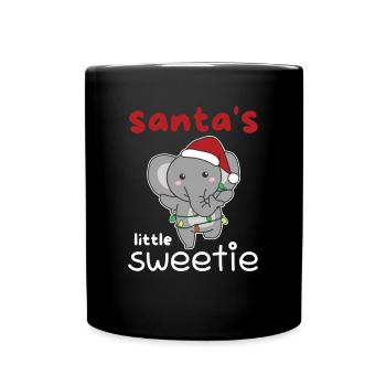 Elephant Christmas Santa's little sweetie - Full Colour Mug - black - Front