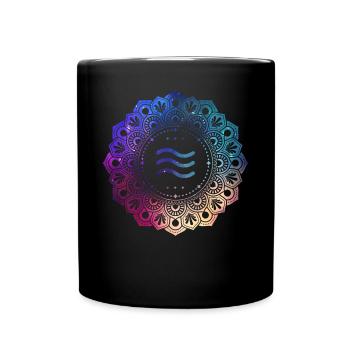 Symbole du signe du zodiaque du Verseau Mandala - Mug uni - noir - Devant