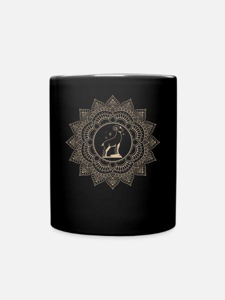 Signe du zodiaque Bélier Mandala - Mug uni - noir