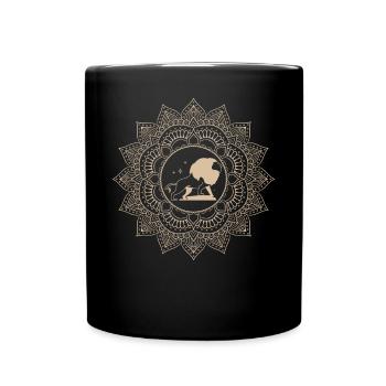Signe du zodiaque Lion Mandala - Mug uni - noir - Devant