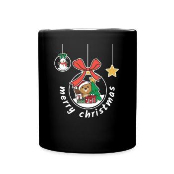Biber frohe Weihnachten Schneekugel Biber - Tasse einfarbig - Schwarz - Vorne