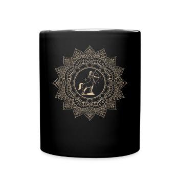 Sagittarius Zodiac Sign Mandala - Full Colour Mug - black - Front