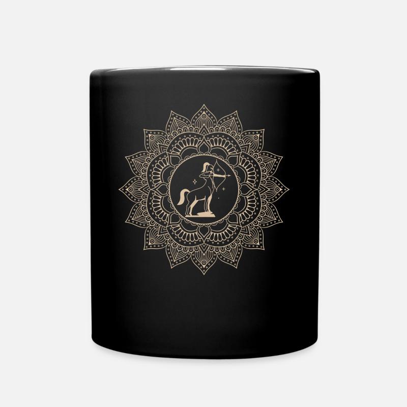 Sagittarius Zodiac Sign Mandala - Tasse einfarbig - Schwarz