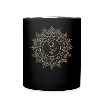Wassermann Sternzeichen Mandala - Tasse einfarbig - Schwarz - Vorne