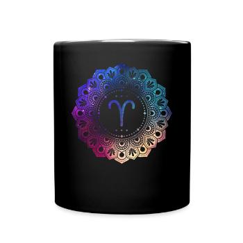 Widder Sternzeichen Symbol Mandala - Tasse einfarbig - Schwarz - Vorne