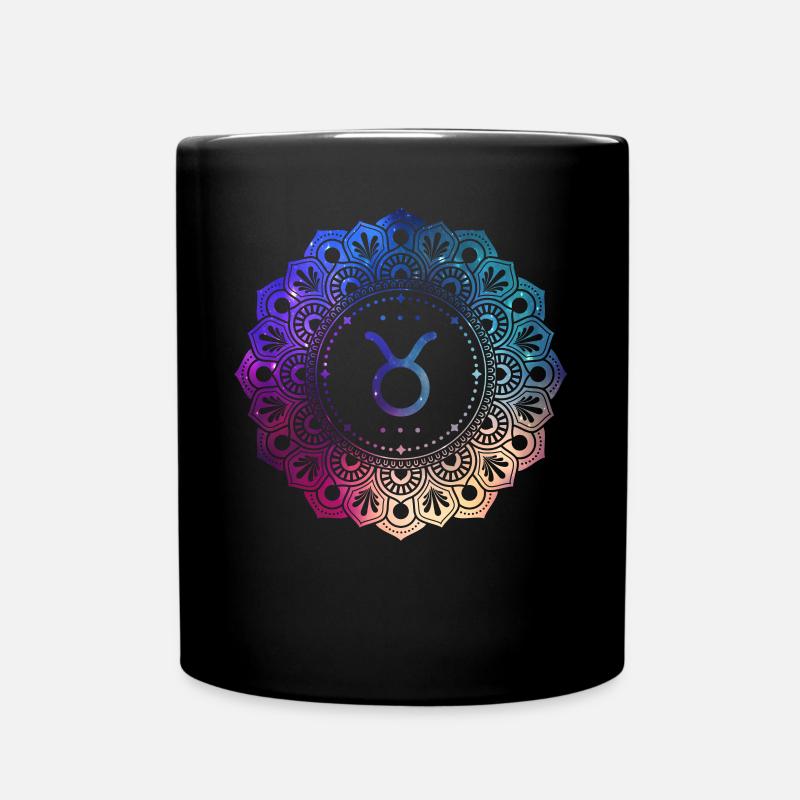 Stier Sternzeichen Symbol Mandala - Tasse einfarbig - Schwarz