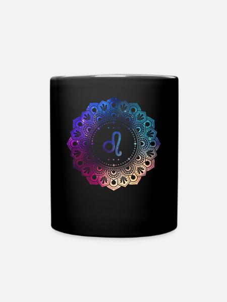 Löwe Sternzeichen Symbol Mandala - Tasse einfarbig - Schwarz