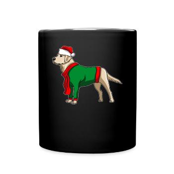 Labrador avec chapeau de Noël Costume de Noël - Mug uni - noir - Devant