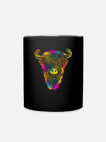 Büffel Retro Bison Ochse Vintage Büffel - Tasse einfarbig - Schwarz
