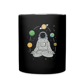 Yoga Astronaut Jongleur Planet Weltraum Namaste - Tasse einfarbig - Schwarz - Vorne