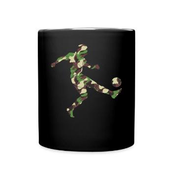 Soccer Player Silhouette Camouflage Flag Soccer Pl - Tasse einfarbig - Schwarz - Vorne