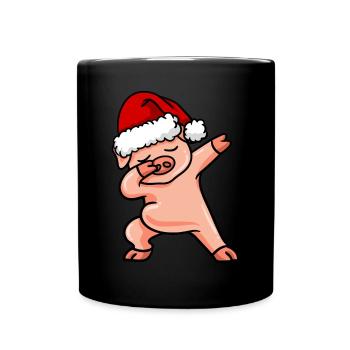 Dabbing Santa Pig - Full Colour Mug - black - Front