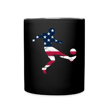 Soccer Player Silhouette American Flag Soccer Play - Tasse einfarbig - Schwarz - Vorne